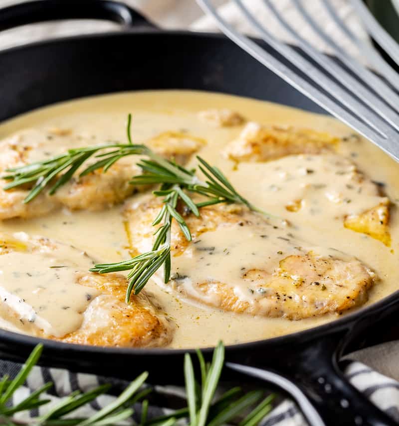 Chicken with Creamy Rosemary Sauce - Basil And Bubbly