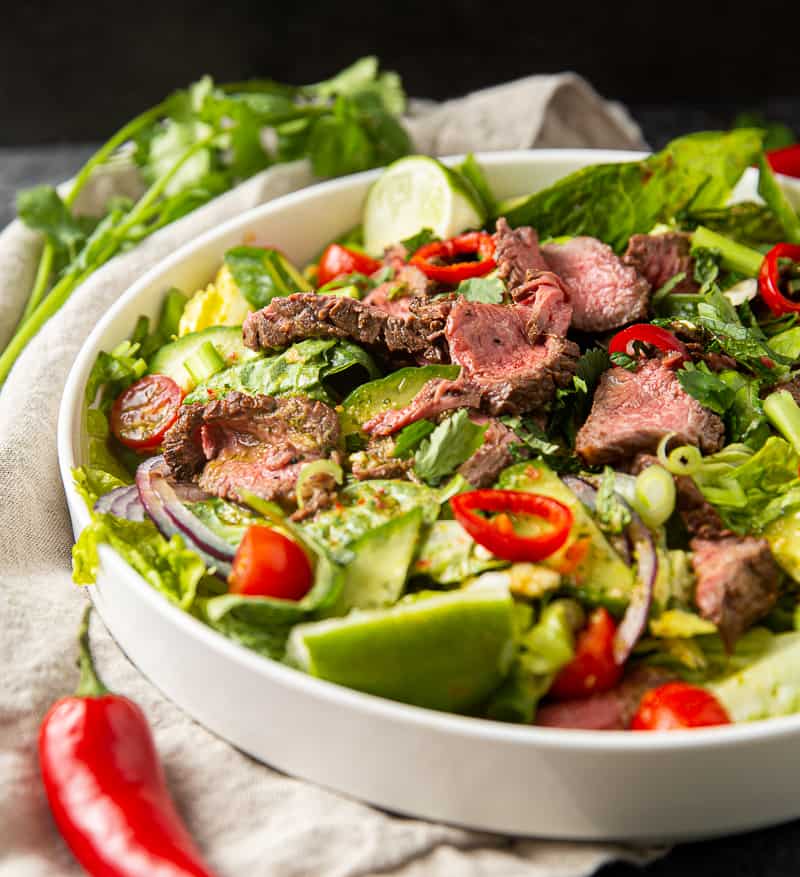 Thai Salad with spicy beef and lime dressing