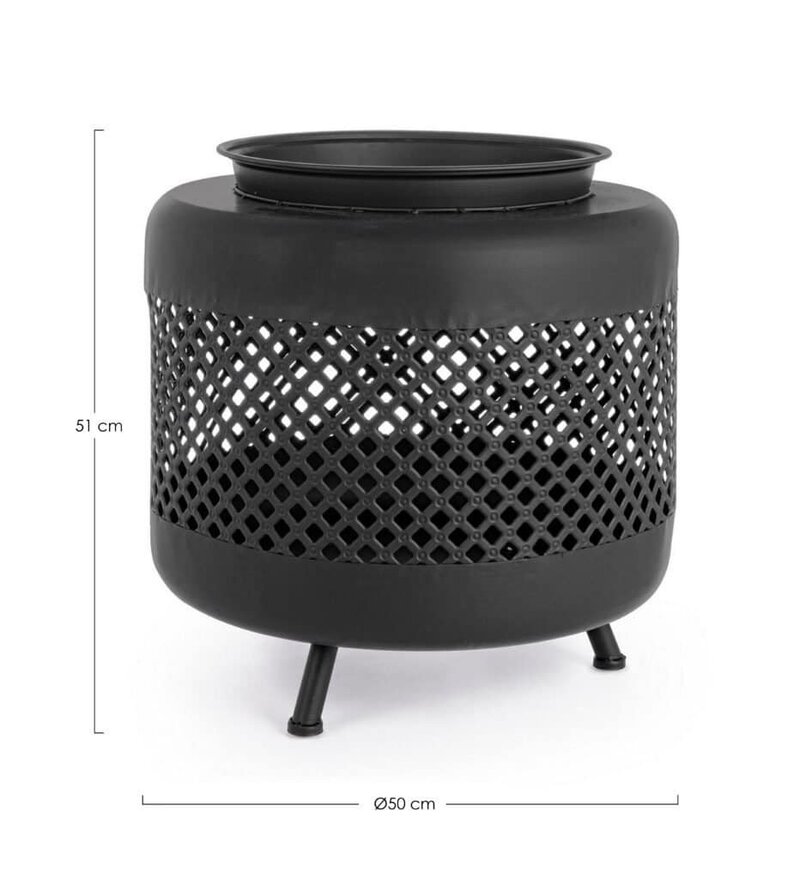Vaso in plastica nero con design ventilato, ideale per arredare ambienti interni ed esterni con stile.