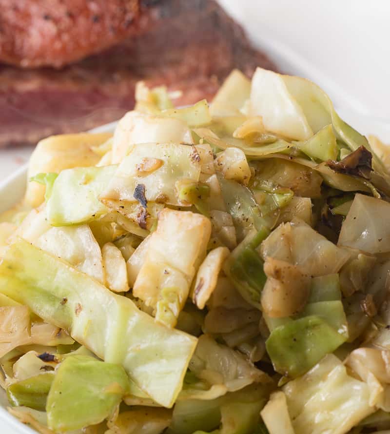 closeup of sauteed cabbage