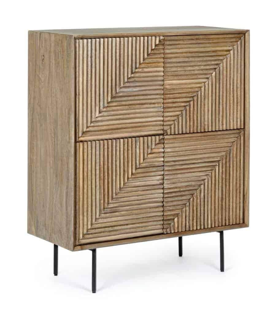 Mobili in legno design con dettagli geometrici e finiture eleganti. Ideale per arredo moderno e raffinato.