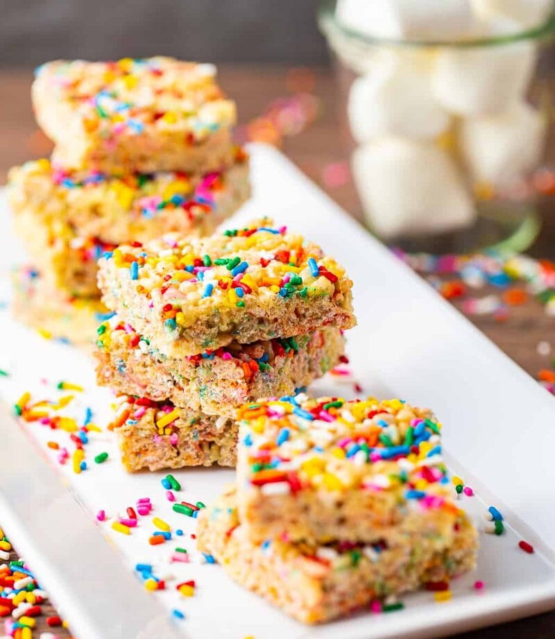 Birthday Cake Rice Krispie Treats - Basil And Bubbly