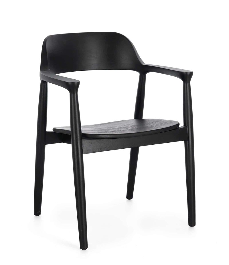 Sedia elegante in legno e plastica nera, perfetta per arredi moderni e di design.