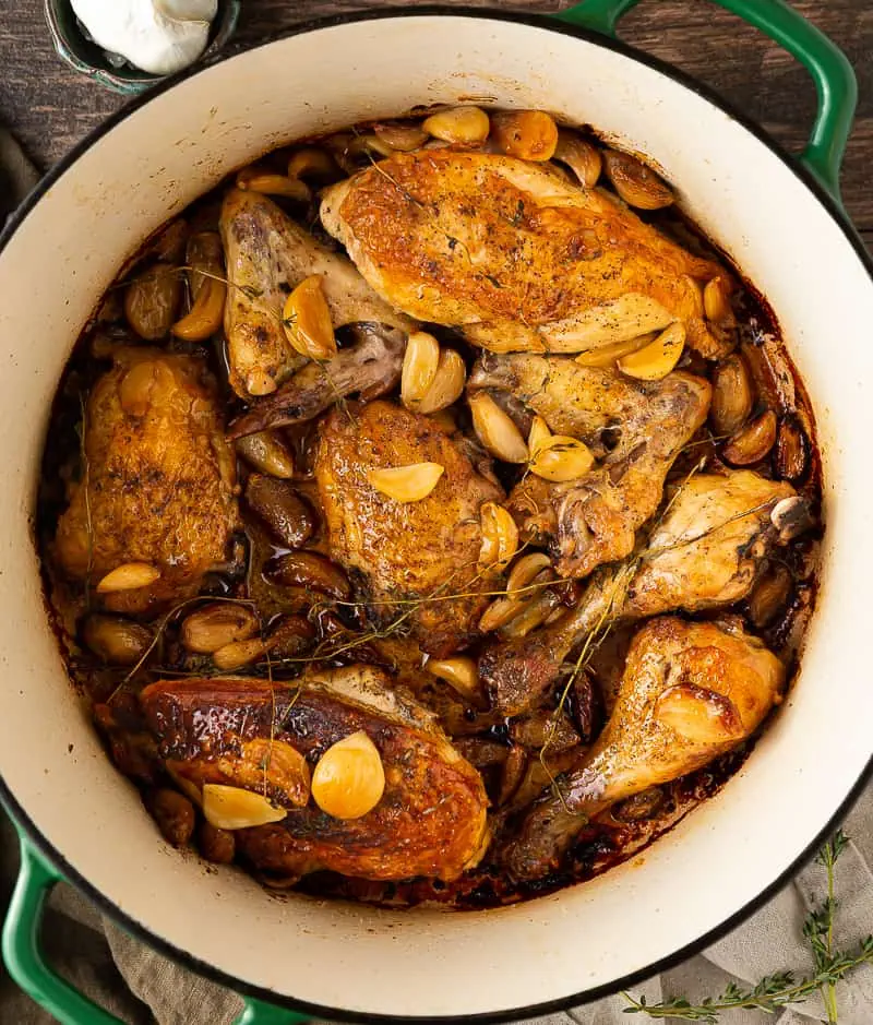 40 clove garlic chicken in dutch oven