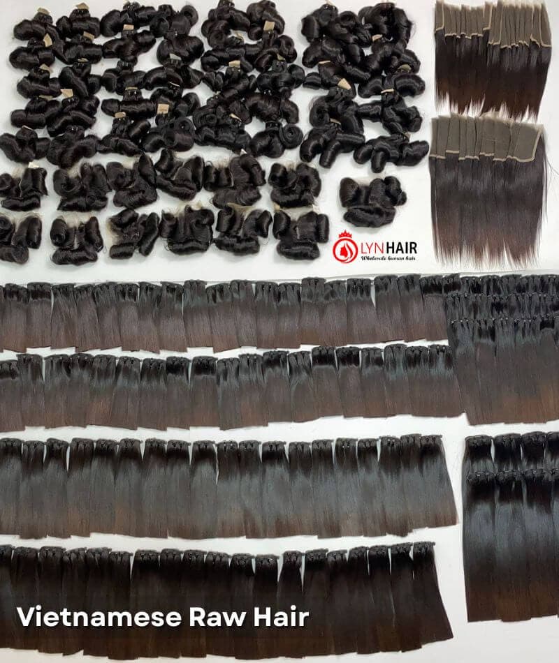 Super double drawn raw hair bundles with thick full ends from root to tip