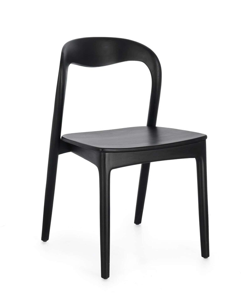 Sedia moderna nera in legno, ideale per interni eleganti e dal gusto minimalista. Perfetta per casa e ufficio.