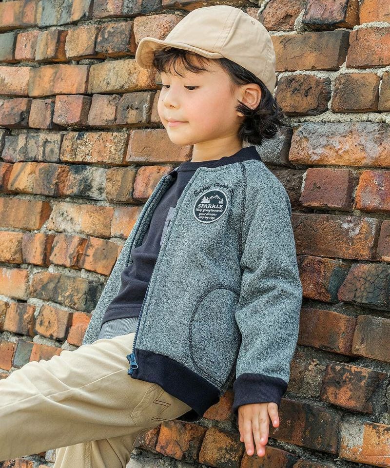 ロゴ刺繍ワッペン＆ポケット付きあったか裏起毛ジャケット