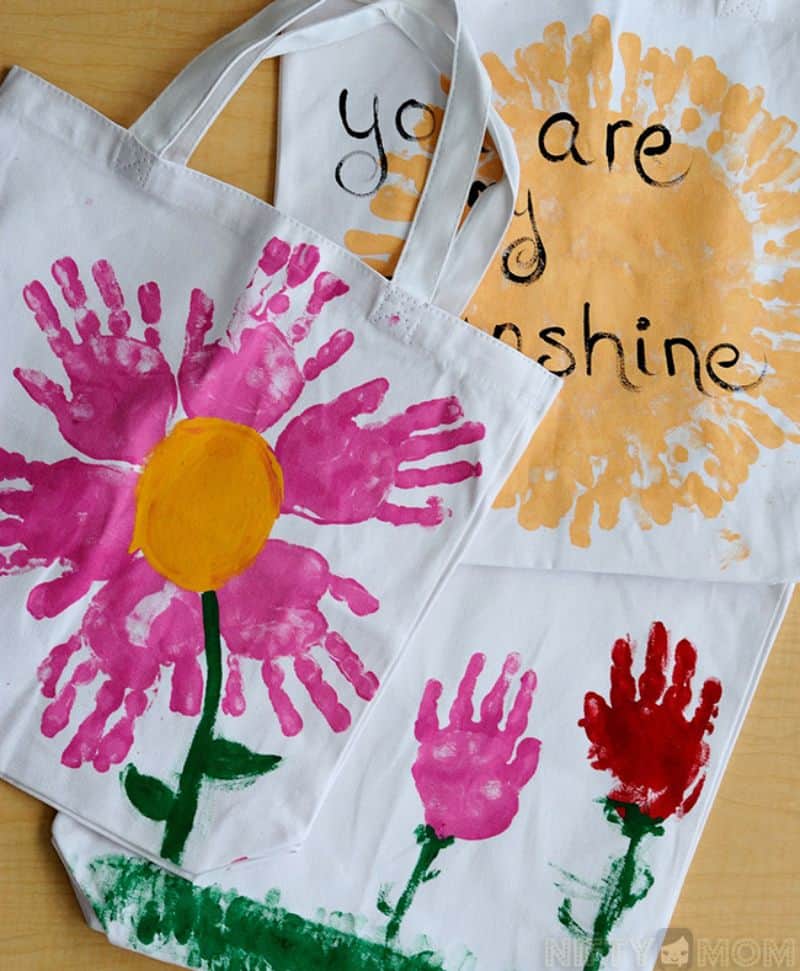 personalized tote bags with handprint art