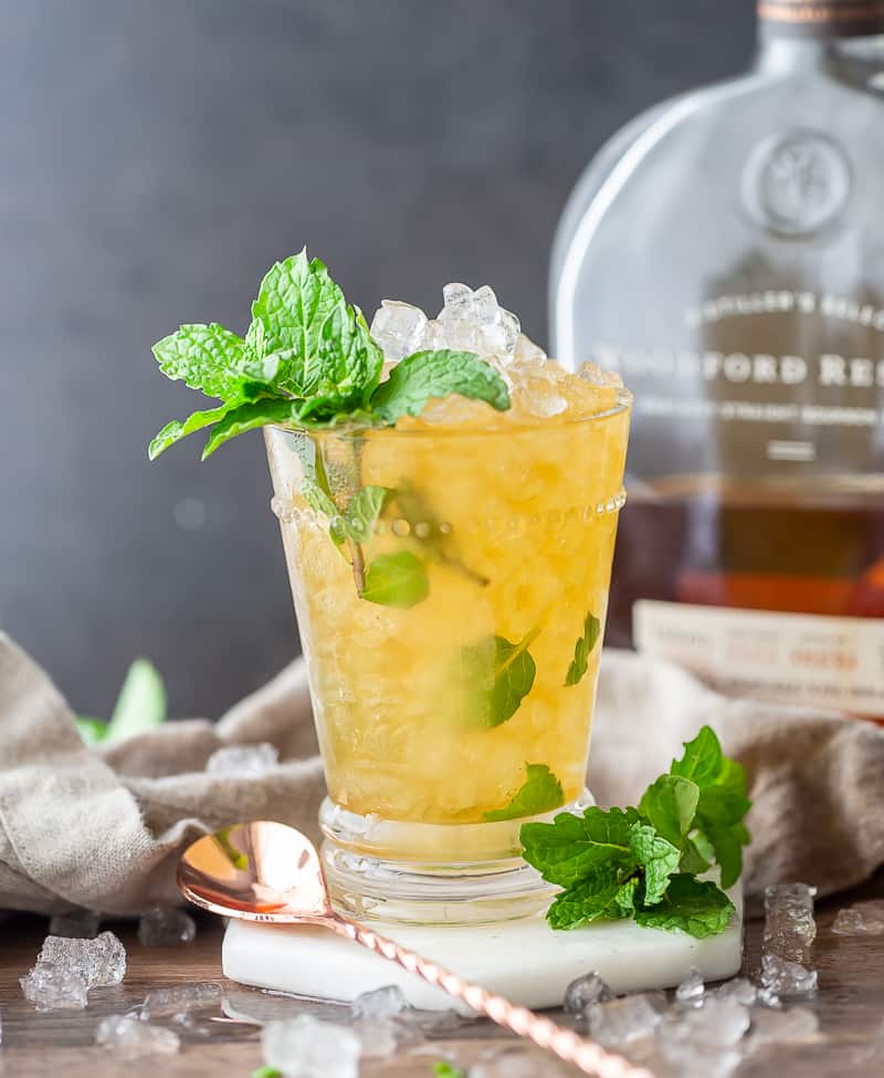 Classic Mint Julep Recipe in glass julep cup