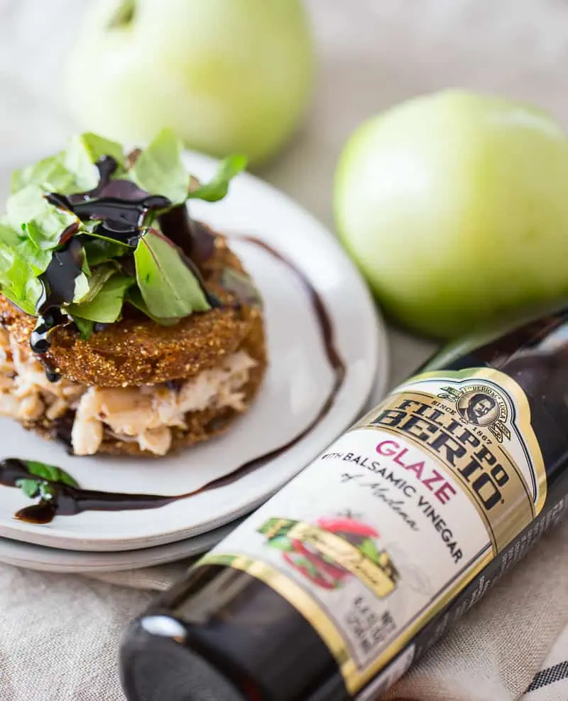 Southern Fried Green Tomato Recipe with Crab and Balsamic Reduction Sauce