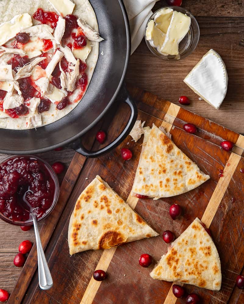 leftover turkey cranberry quesadillas