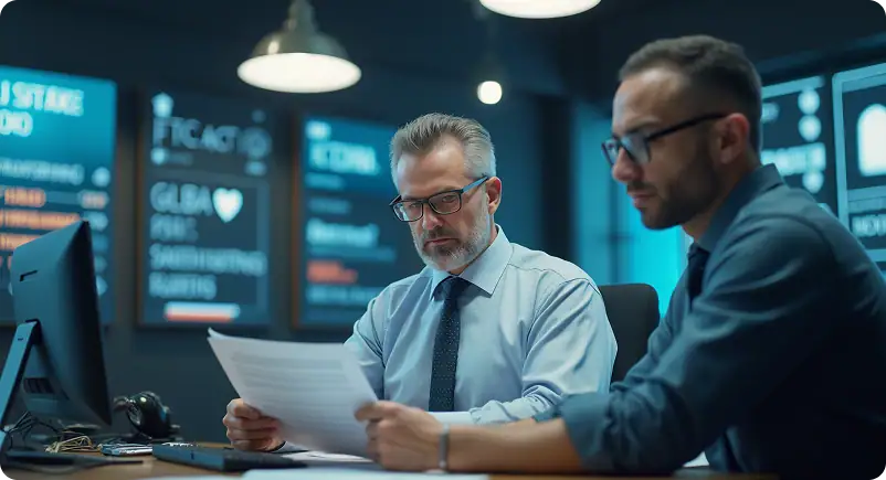 Two men reviewing a document
