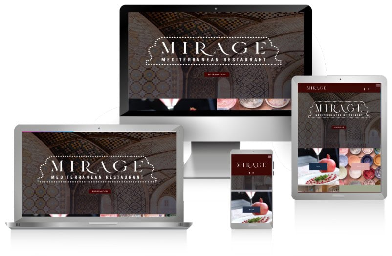 mirage restaurant mobile tablet and desktop view responsive design