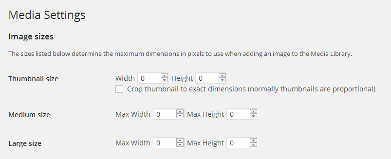 WordPress Media Settings