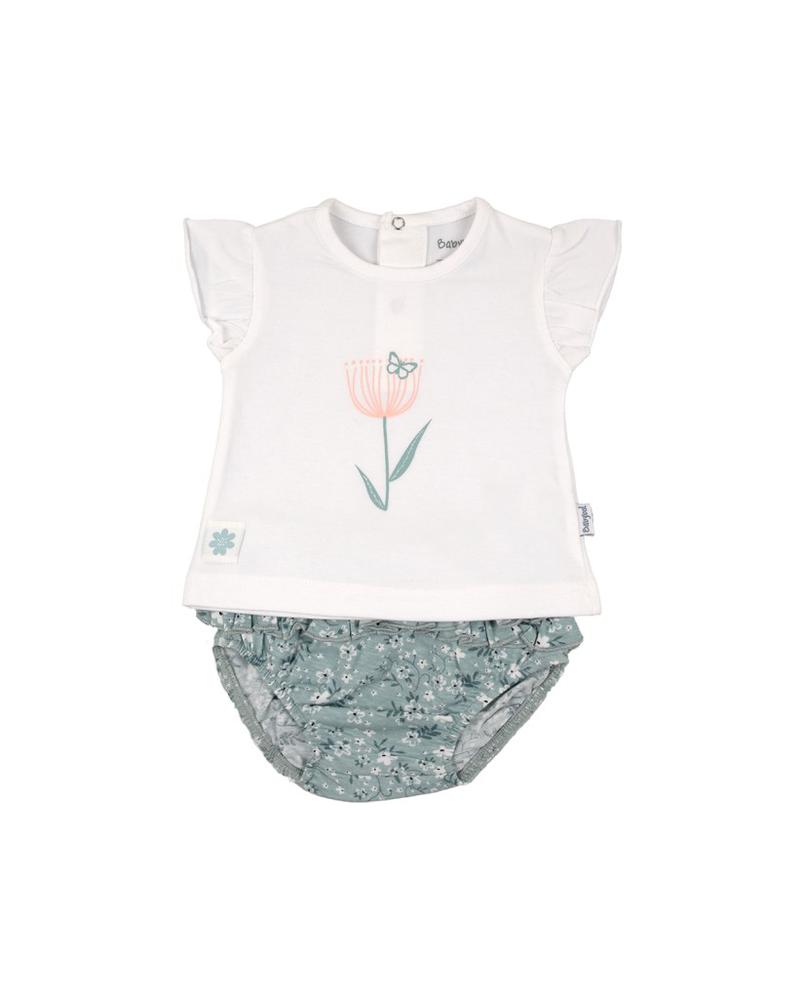 Conjunto Braga Camiseta Algodón Flor Babybol