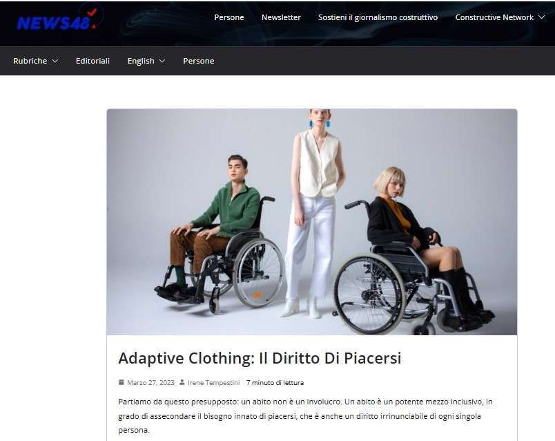 Adaptive Clothing: Il Diritto Di Piacersi" scritto da Irene Tempestini per News48
