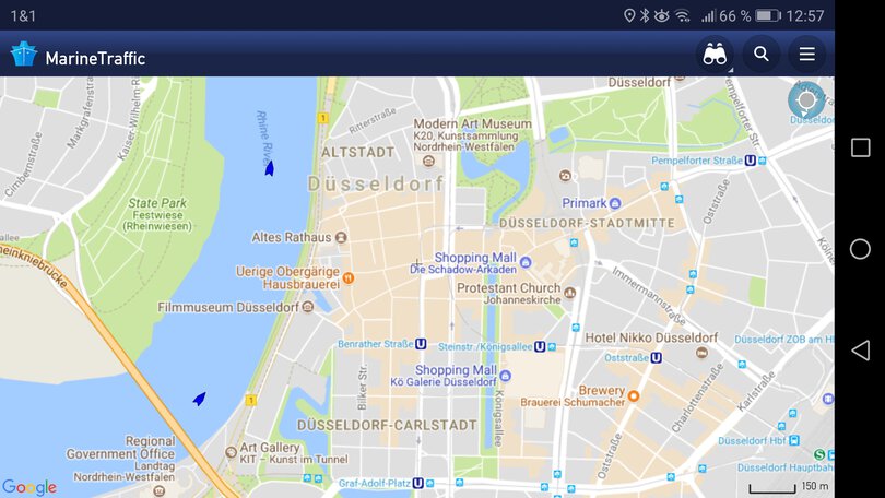 Liebling-App MarineTraffic: Der Rhein bei Düsseldorf