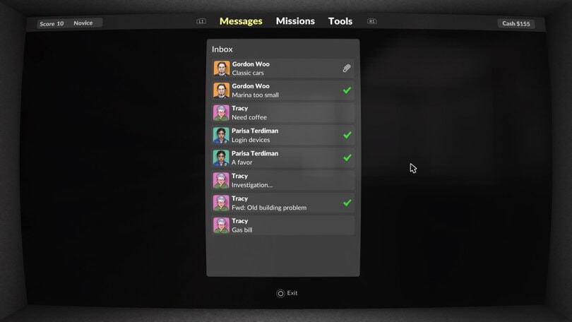 screenshot showing a pc screen with an grey inbox window. Several messages are listed from various clients who wish you to carry out work for them.