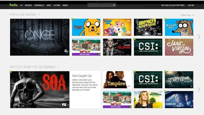 Hulu homepage
