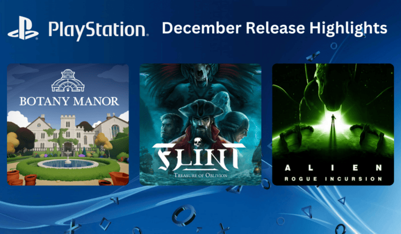 Thumb Culture made image. A PlayStation stylised background with 3 frames centred. Each frame has a different game image in it. Text reads "PlayStation January Release Highlights"