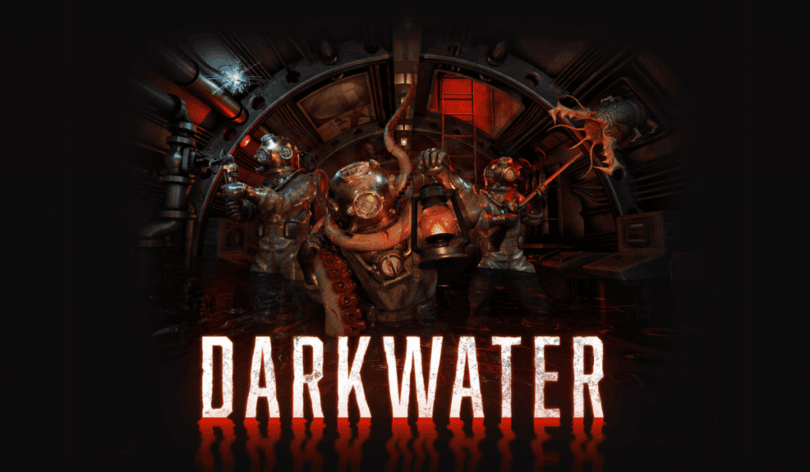 key art for Darkwater featuring the game characters and a number of monsters.
