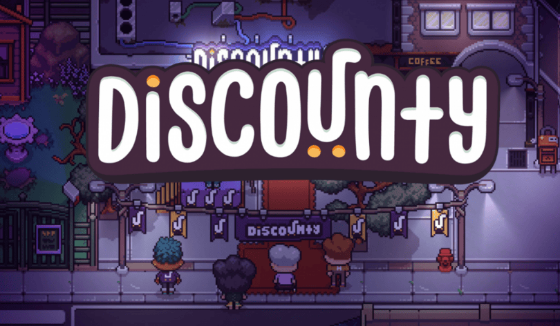discounty image showing the shop in the background and the game name in the foreground