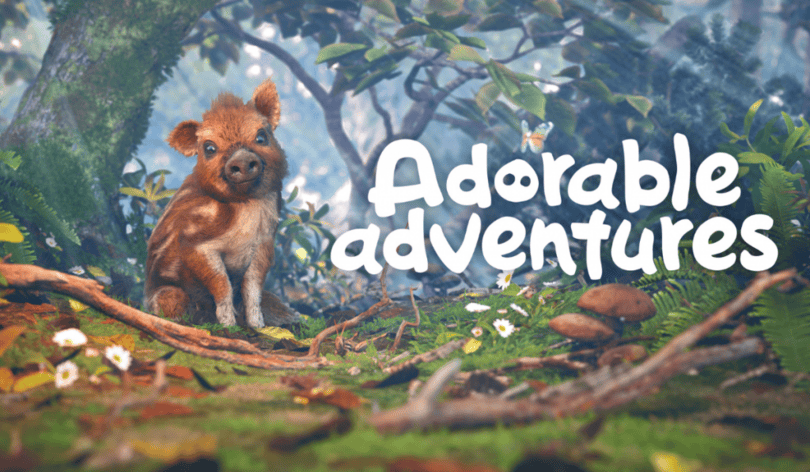 adorable adventures key art featuring boris in front of a lush forest