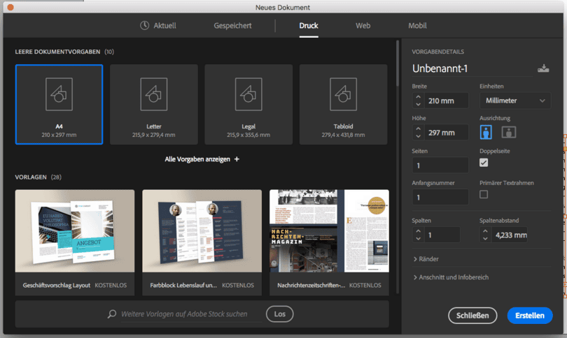 Adobe InDesign - der aktuelle Platzhirsch im DTP-Wald (Screenshot: Adobe)