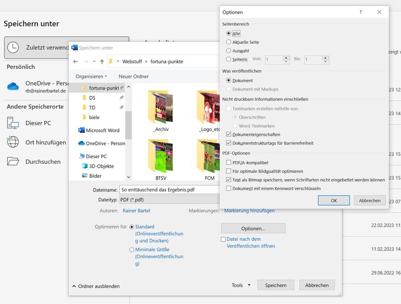 In Microsoft Word kann man Dateien direkt im PDF-Format speichern (Screenshot)
