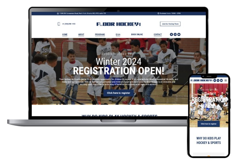 Free website fast design web design for hockey sport team