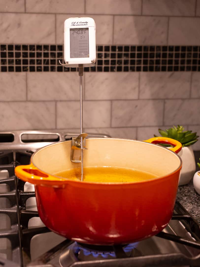 Frying in store dutch oven