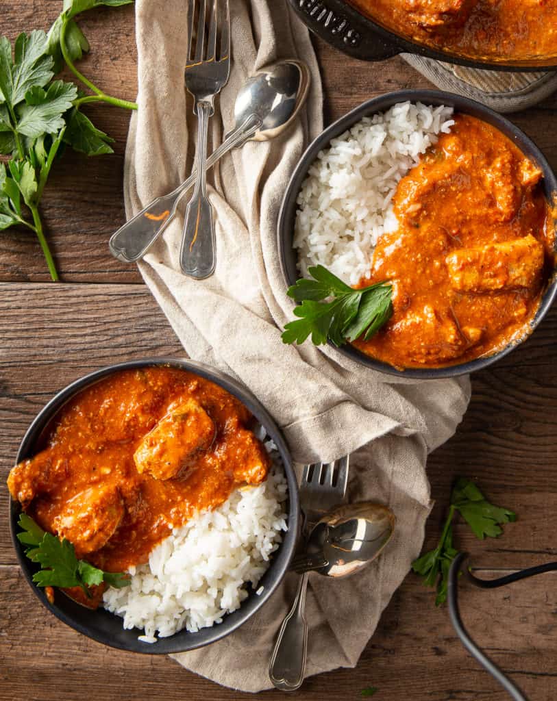 chicken tikka masala in bowls