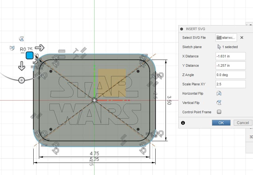 Scale your Logo first, then move into position with the blue icon