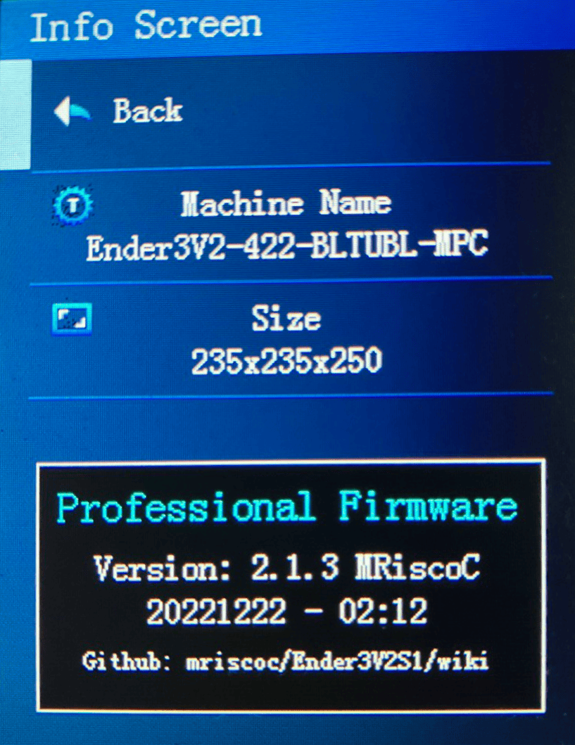 professional firmware info screen