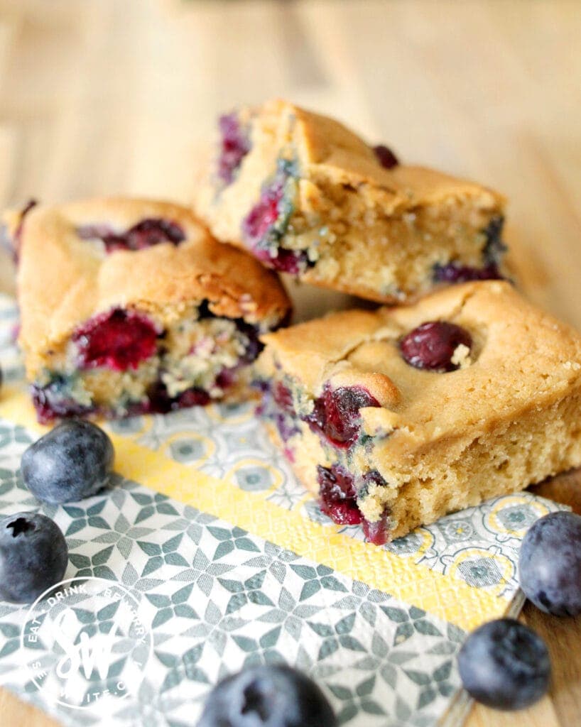 Blueberry Cookie Traybake with fresh blueberries