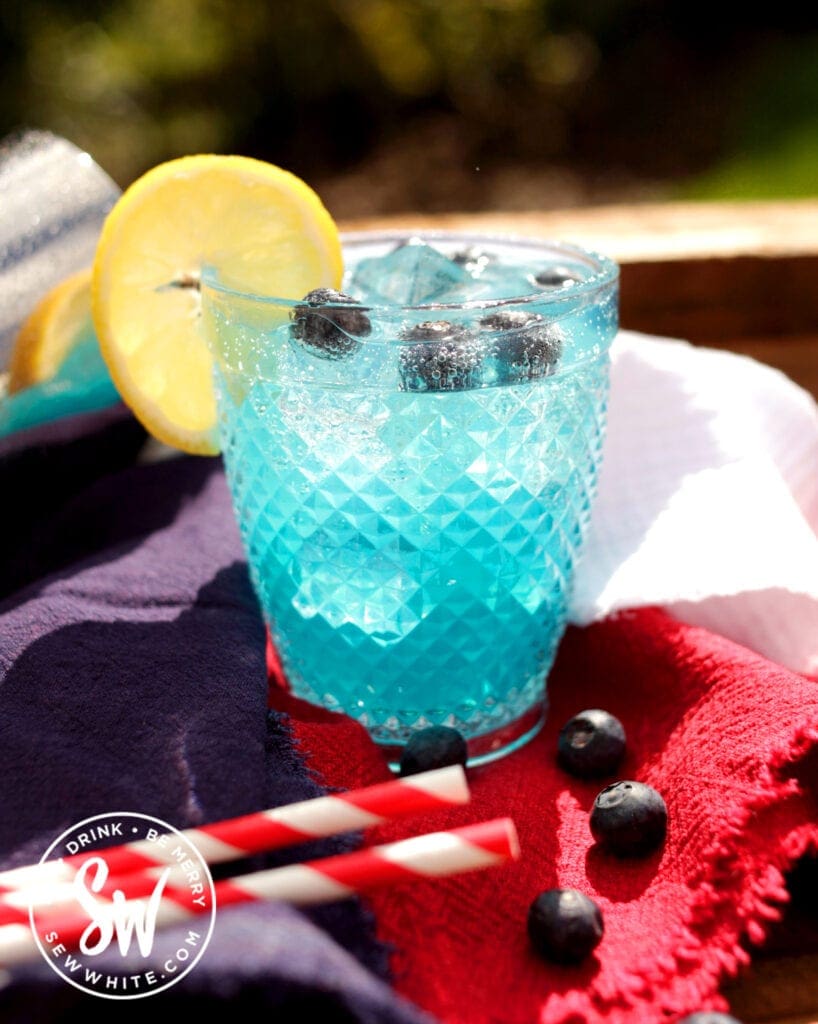 Blue Curacao Cocktail Recipe on a red white and blue table