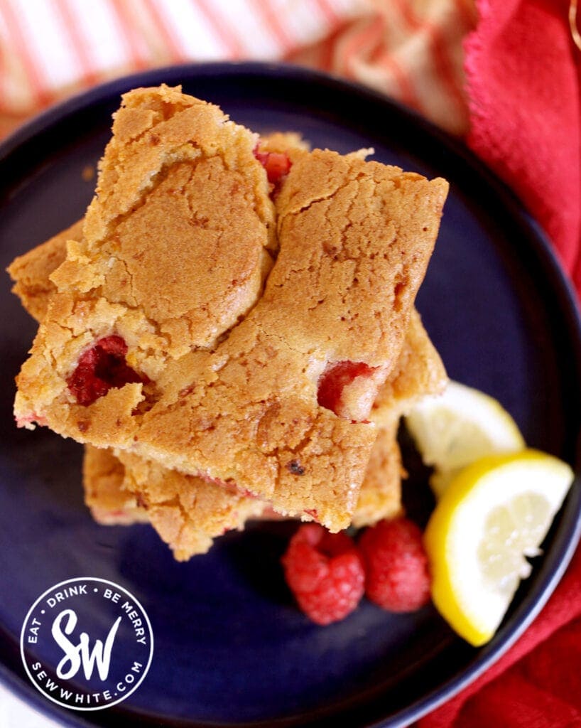 top view of the raspberry lemon blondies