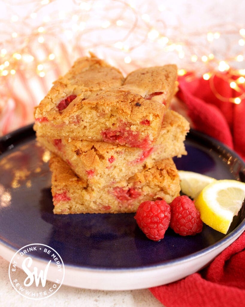 tower of raspberry lemon blondies