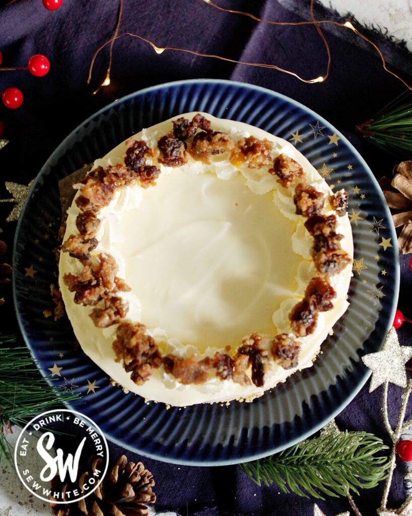 top view of Christmas Pudding cheesecake