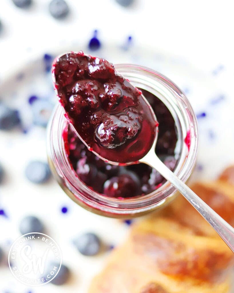 blueberry jam on a spoon