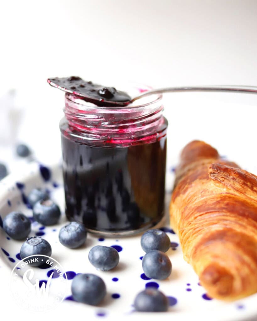 pectin free blueberry jam with croissants