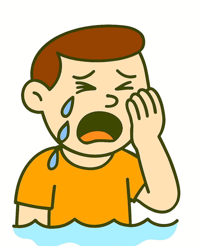 Illustration der Redewendung "nahe am Wasser gebaut sein"