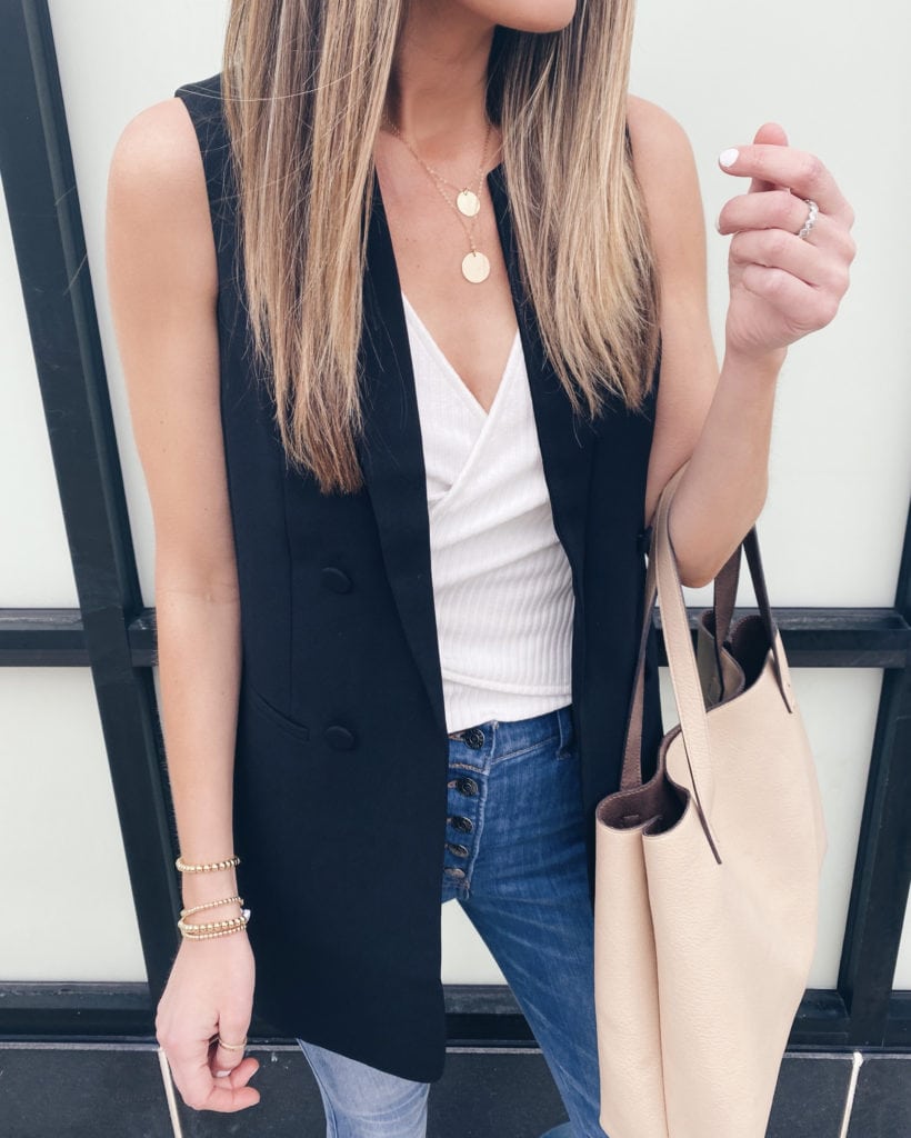 Black sleeveless blazer outfit shop