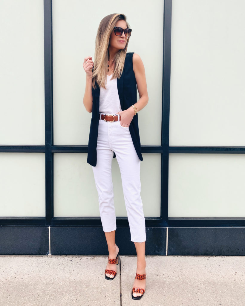 Black sleeveless store blazer outfit