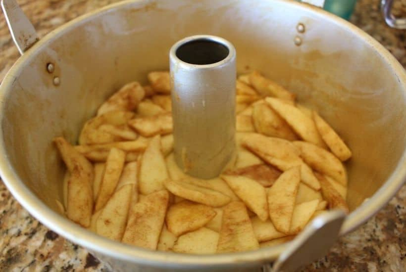 This Jewish Apple Cake recipe is moist and packed with sweet apples and cinnamon. It features a crunchy apple cinnamon topping Be sure to grab a slice before it's all gone. #jewishapplecake #applecake #applerecipe