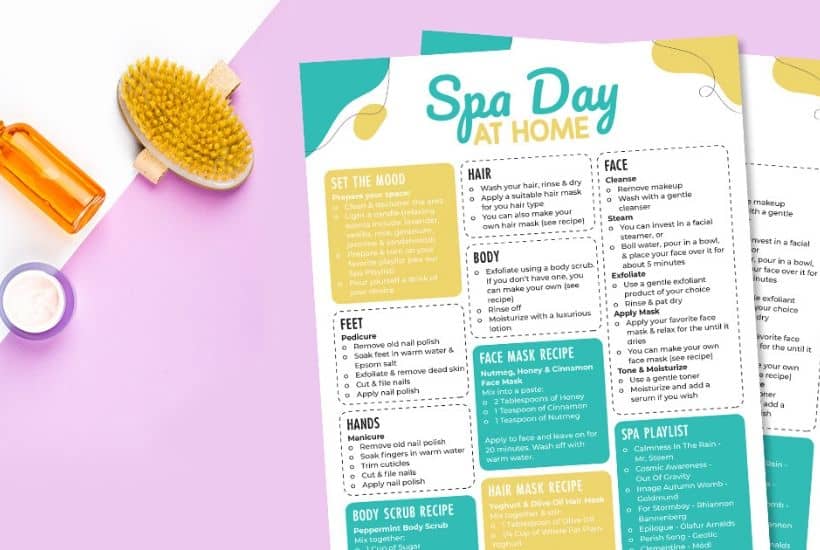 Treat yourself to some much-needed pampering. Download this free printable for planning the ultimate Spa Day at Home for Mother's Day.