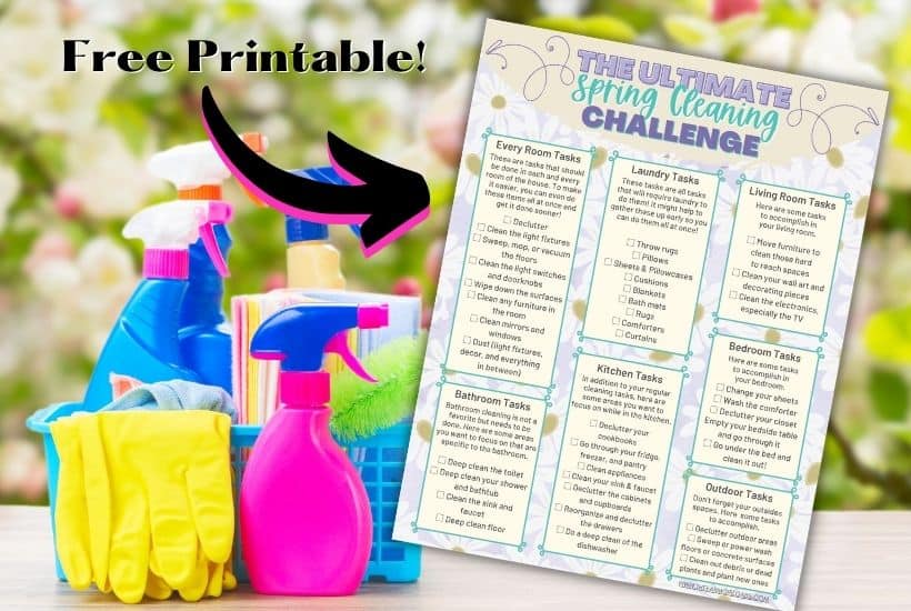 Get your home in tip-top shape this spring. Follow this Spring Cleaning Challenge For Busy Moms for some easy spring cleaning tips. Free cleaning printable