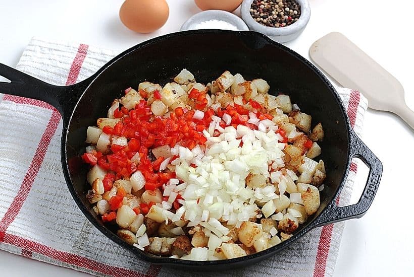 Have breakfast ready in a pinch with this Breakfast Skillet recipe. It combines classic breakfast favorites, including bacon, sausage, and eggs.