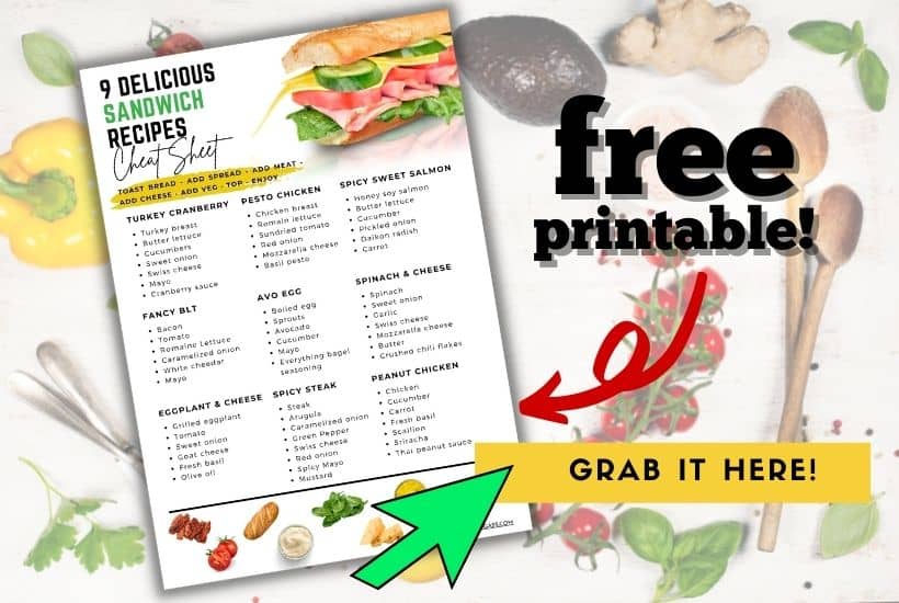 easy sandwich recipe ideas - free printable