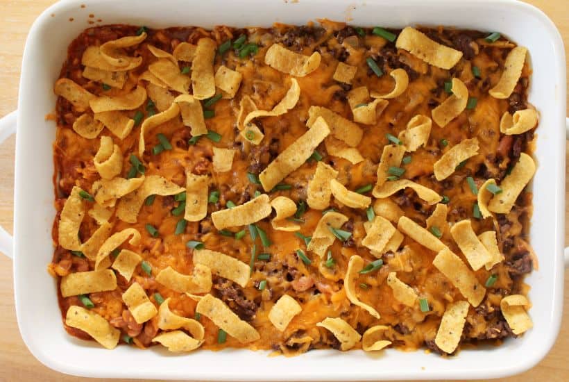 Looking for a simple easy weeknight dinner that the entire family can enjoy? You'll want to grab a bag of Fritos and try this easy and delicious Walking Taco Casserole!